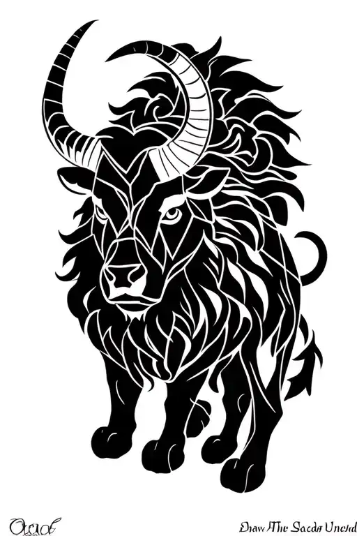 Bull With Capricorn And Lion
