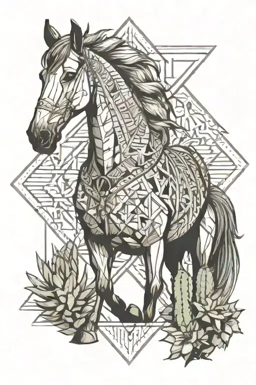 Country Horse Cross Cactus