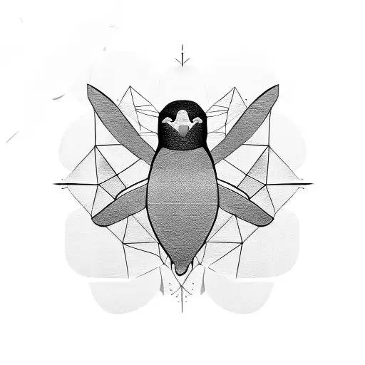 Black And White Line Penguin