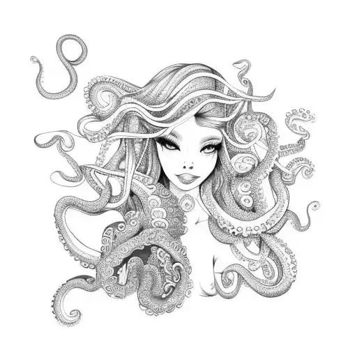 Mermaid With Octopus Tentacles For Hair