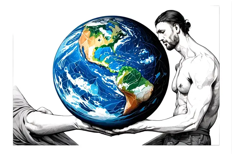 Father Holding Earth On His Back