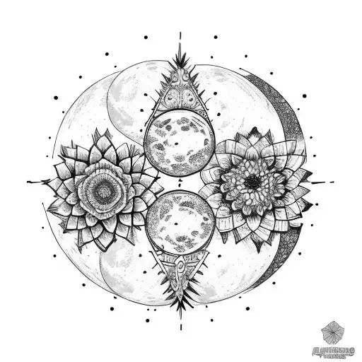 Vertical Moon Phases With Flowers