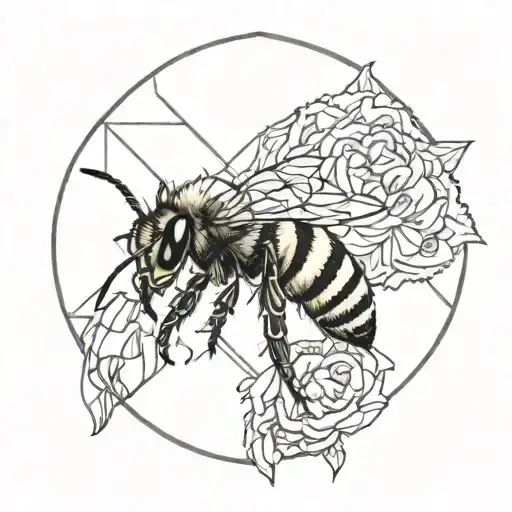 Carnation And Queen Bee Perched