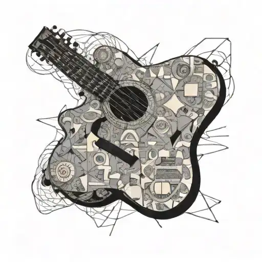 A Guitar With Elements Of Leonardo Da Vinci's Sketches Incorporated Into The Design