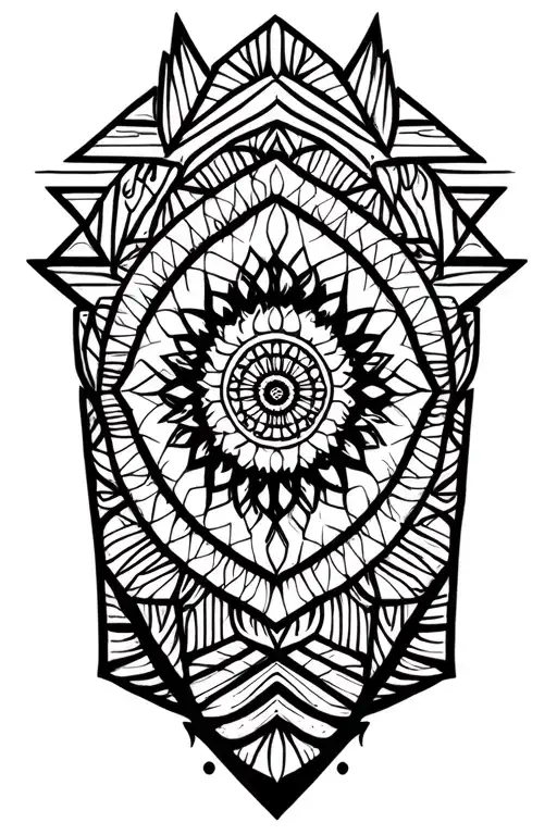 Mandala Inspired Tattoo Featuring Triangles