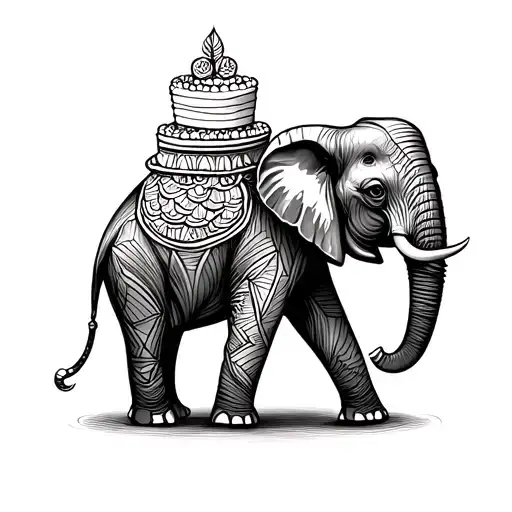 Elephant With A Cake On The Head