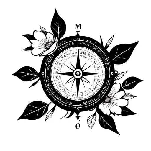Simple Compass With Flowers And Quote Feminine