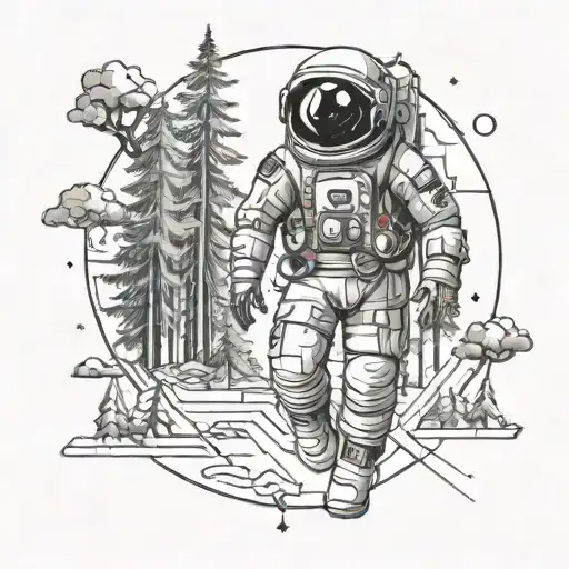 Astronaut Floating At The Forest Scene