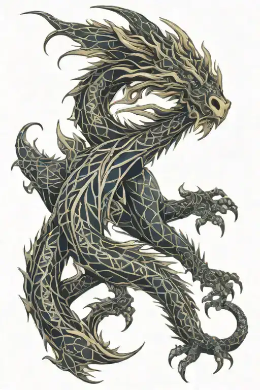 Abstract Oil Spill Fading Into Dragon