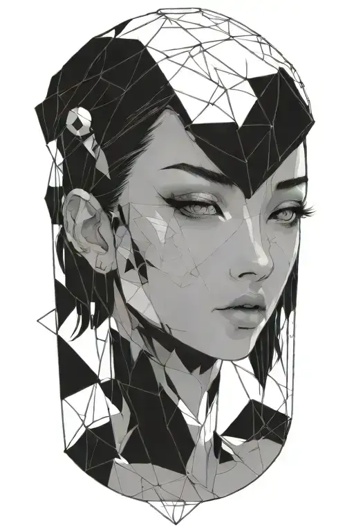 Cyberpunk Anime Beautifull Girl Face One Eye