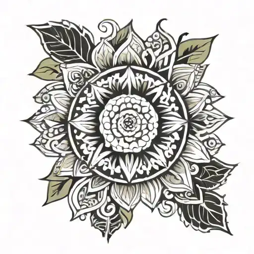 Design A Geometric Pattern Inspired By Mexican Tile Art With Hidden Sunflowers