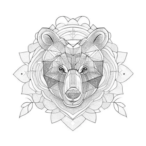 Half Bear Face Half Roses