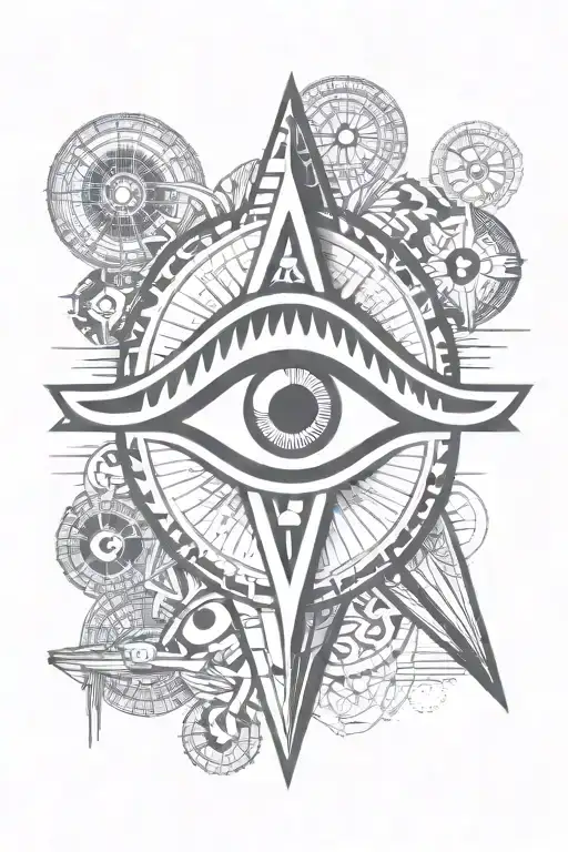 An Eye Of Horus Surrounded By Symbols Of Travel