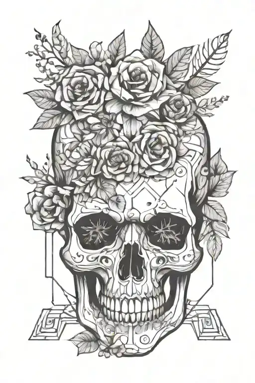 Skull Flowers Nature Elements Like Trees