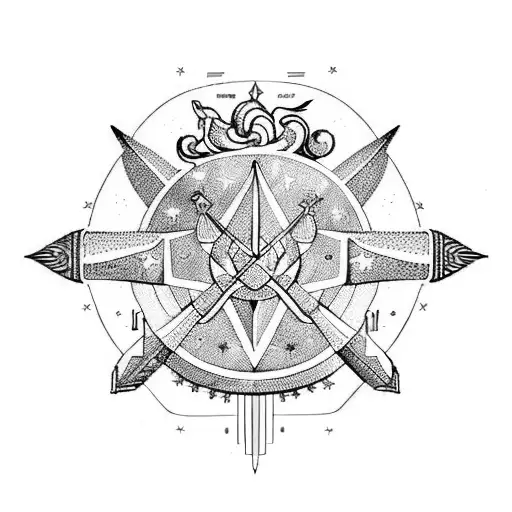 Sagittarius And Aquarius Zodiacal Symbols