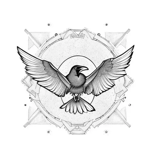 Raven With Mandelas Surrounding It