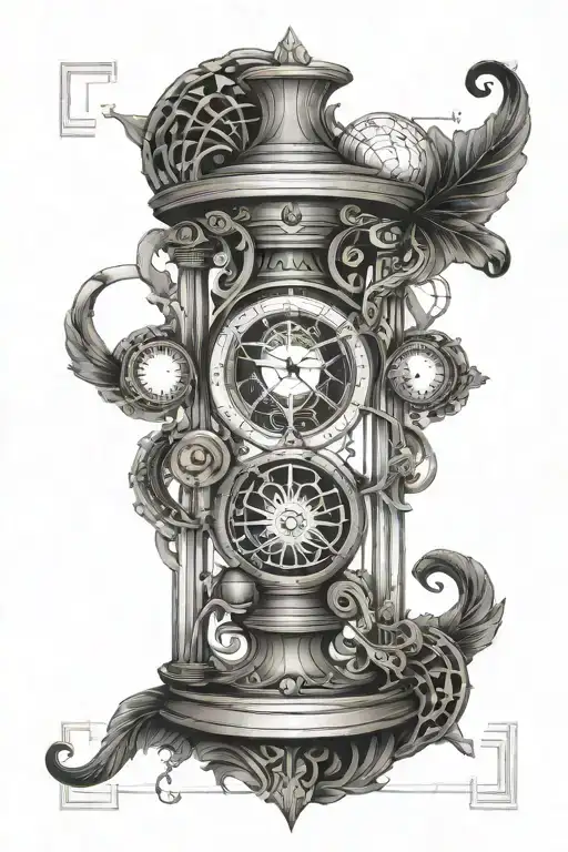Intricate Esoteric Hourglass With Yin Yang And Time Elements