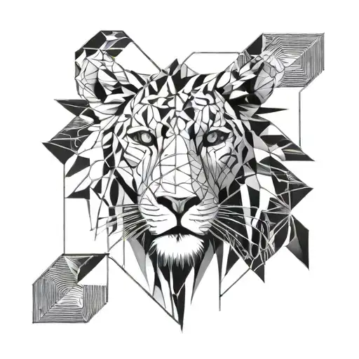 Anstract Lion Face With Line