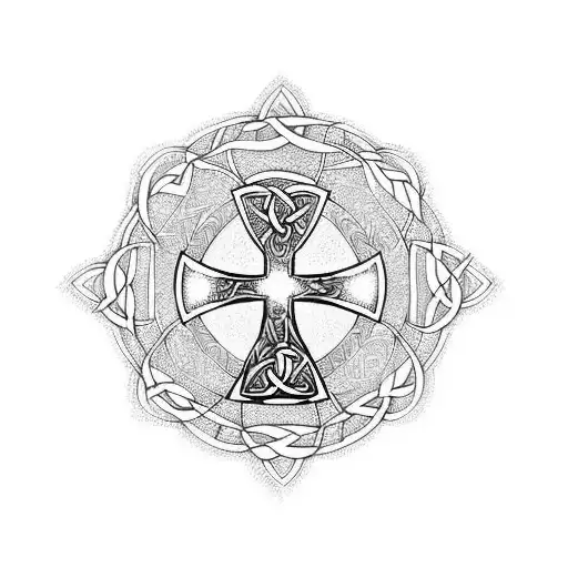 Celtic Cross And Tree Of Life