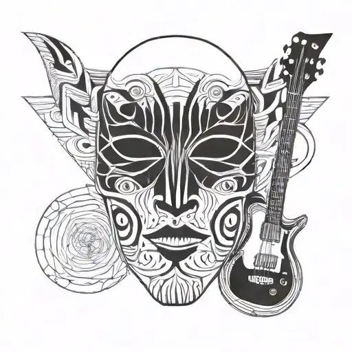 Theatrical Mask With Guitar Neck