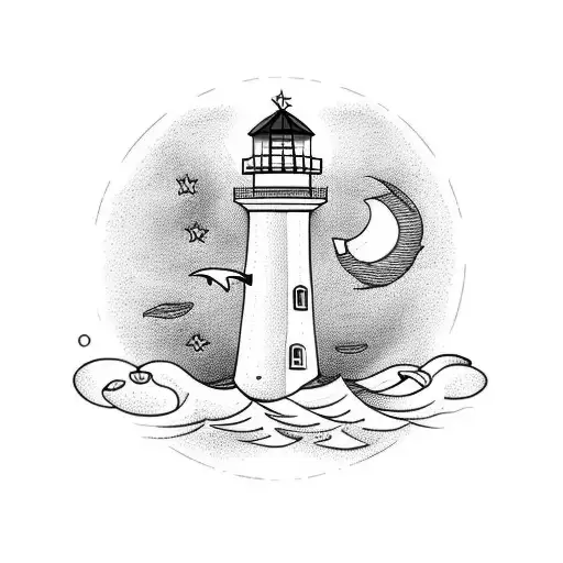 Lighthouse Rocks Sea Letter H And A