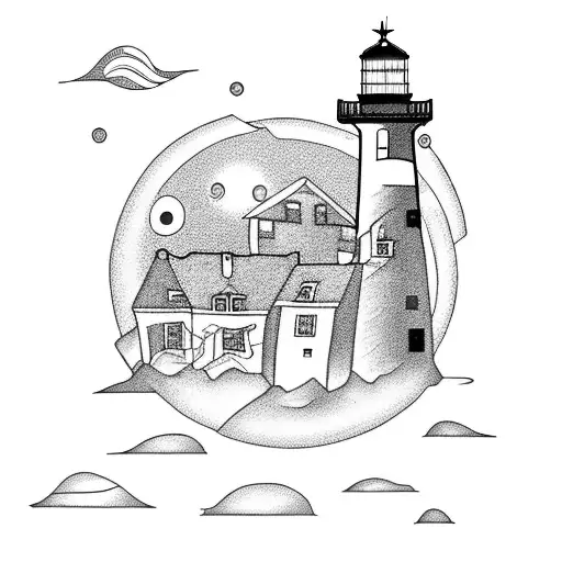 Lighthouse Rocks Sea With 4 Windows