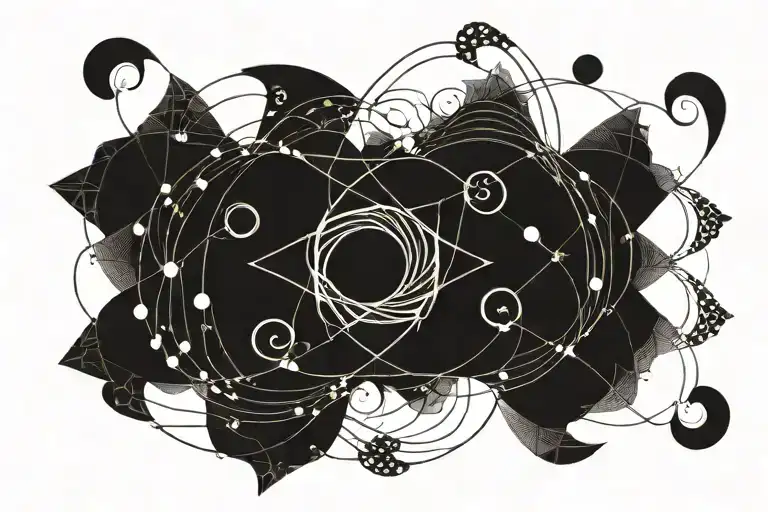 Double Helix Intertwined With The Sun And Moon