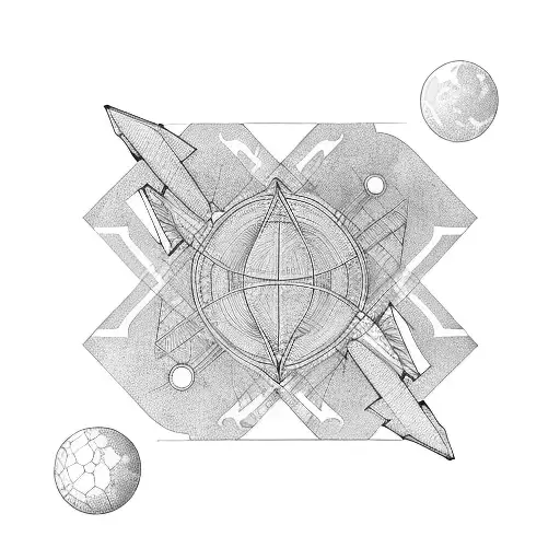 Travel Plane Fine Line Art 4 Elements