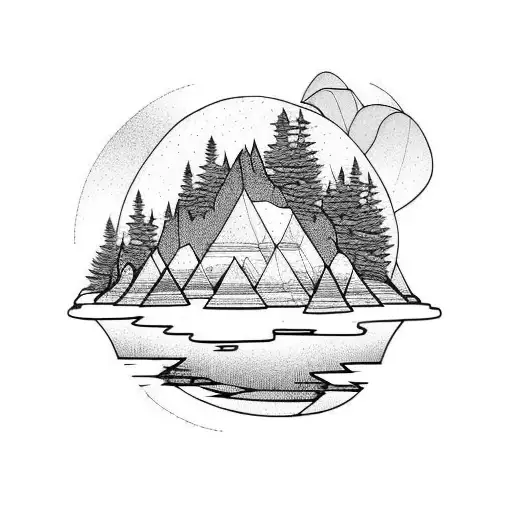 Mountain With Trees And Huts