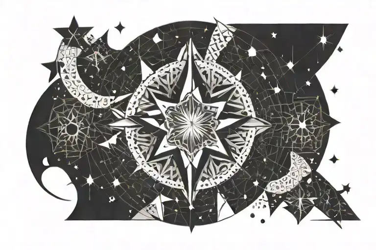 Celestial Stars And Moon