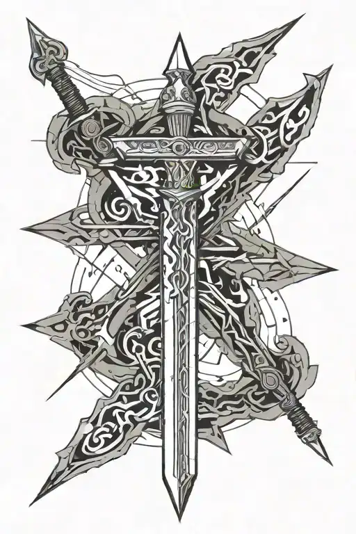 Sword Electricity Stormy Sky