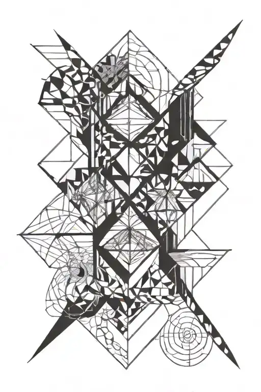 Geometric Thin Line Tattoo Design