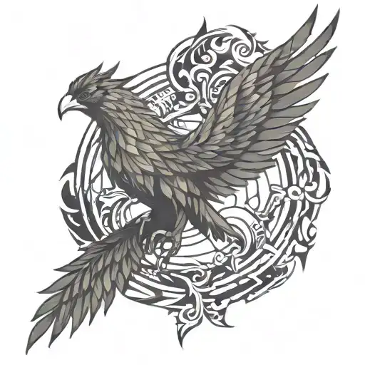 Phoenix Rising From Flames