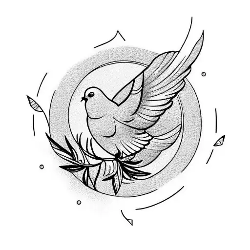 A Dove With An Olive Branch Inside A Wind Rosette