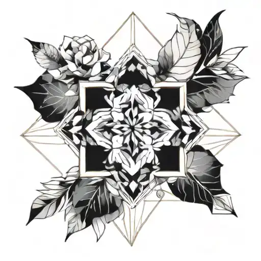 Floral Watercolor With Geometric Patterns Inspired