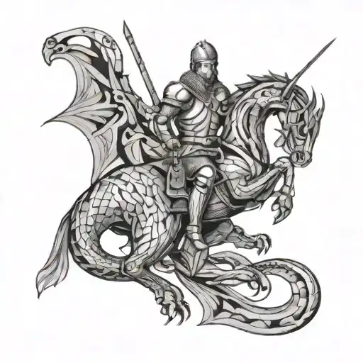 St George Killing The Dragon Breathing Fire