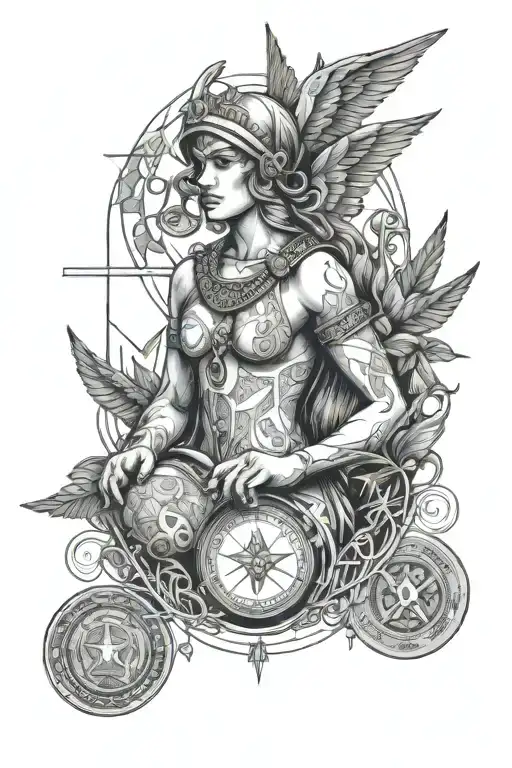 Blindfolded Angel With Scales With Coins And The Inscription Greed