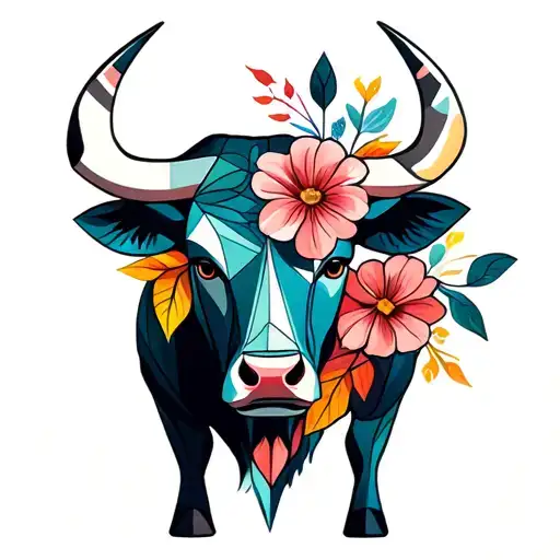 Bull Sign With Flowers Coming