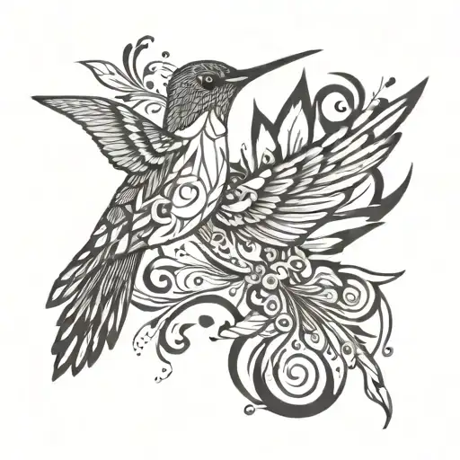 Hummingbird Music Notes Flowing