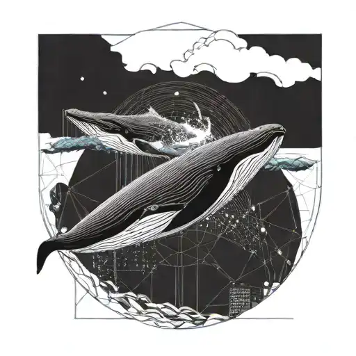Images Of A Whale Jumping Out Of The Water In The Form Of Lines Or Full-fledged Drawings