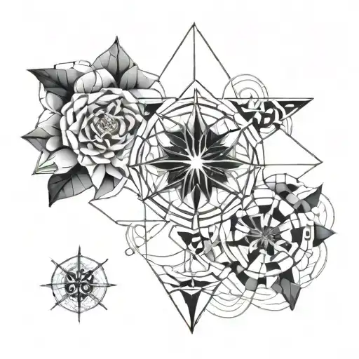 Geometric Flower With Nautical Elements Like