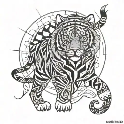 Tribal Tiger And Sun