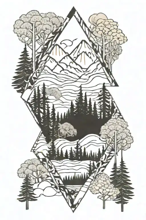 Forest And Mountains River Taiga