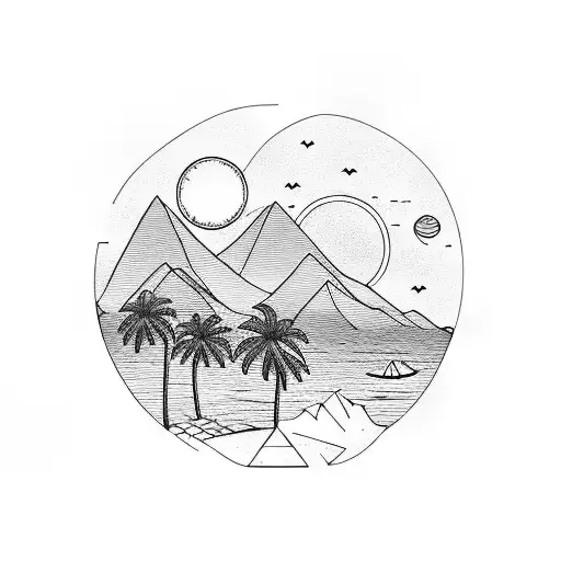 Beach Palm Tree Forest Mountains Sun