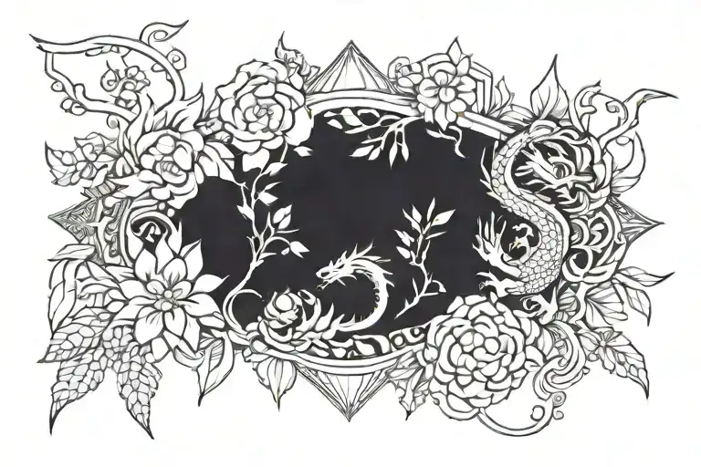 Bracelet With Flowers And Dragon And Sakura