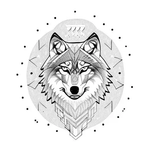 Wolf With Music Treble Clef Behind