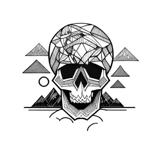 Skull With Mountains And Water