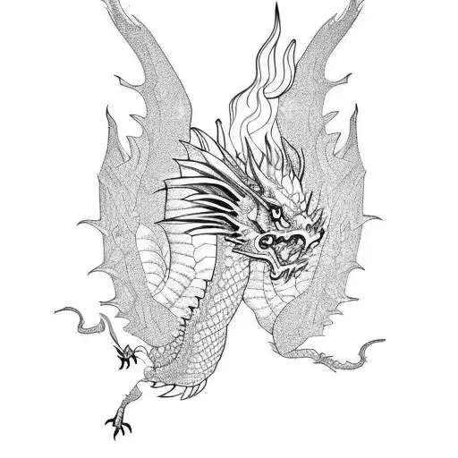 Dragon Having Fire Wings