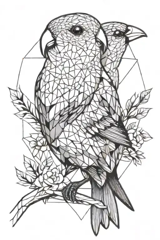 Black And White Lovebird Without Background And Not Too Many Lines