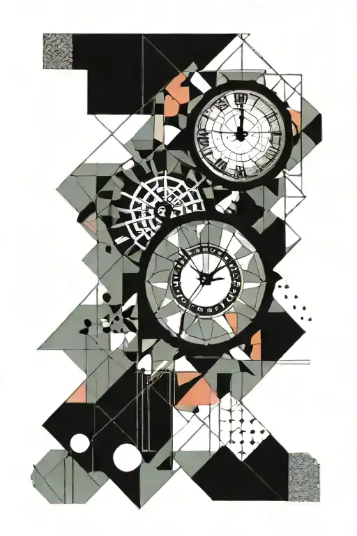 Clock With Geometric Background Colour